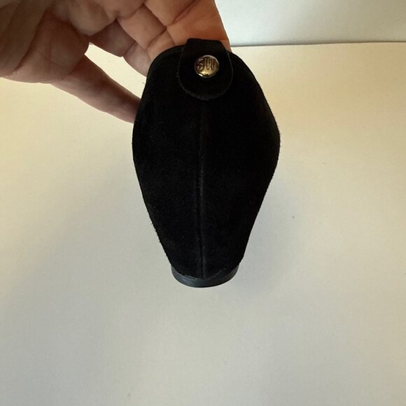 Stuart Weitzman Womens Sz 6 Black Suede Quilted Toe Ballet Wedge Pumps - Picture 15 of 16